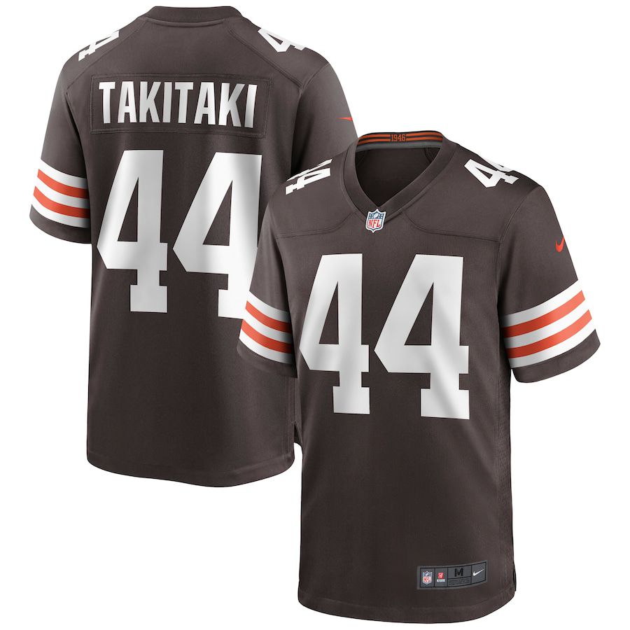 Men Cleveland Browns 44 Sione Takitaki Nike Brown Game NFL Jersey